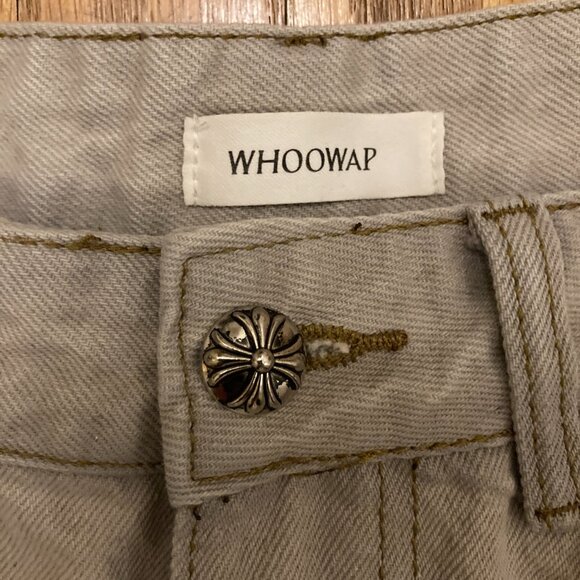 Rare Whoowap Light Gray Illustrated Face Jeans – Size 28 - Picture 7 of 9